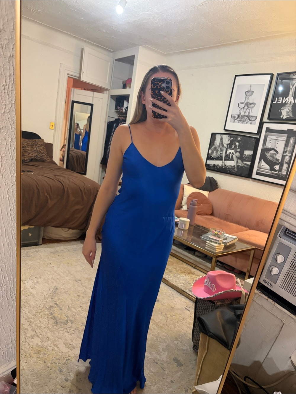 Dannijo Silk Royal Blue Slip Maxi Dress